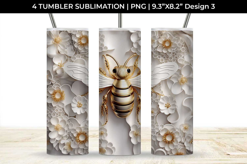 20-oz-skinny-tumbler-wrap-with-3d-bee-sublimation-bundle