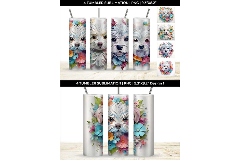 3d-floral-fantasy-maltese-tumbler-wrap-sublimation-png-bundle