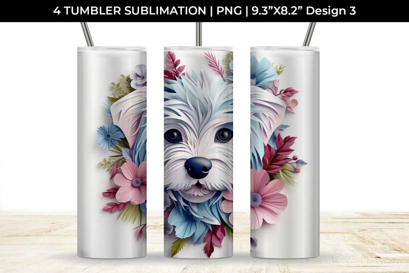 3d-floral-fantasy-maltese-tumbler-wrap-sublimation-png-bundle