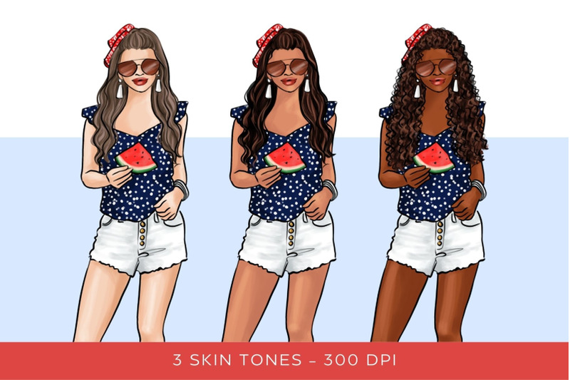 4th-of-july-girl-clipart-png-3-skin-tones
