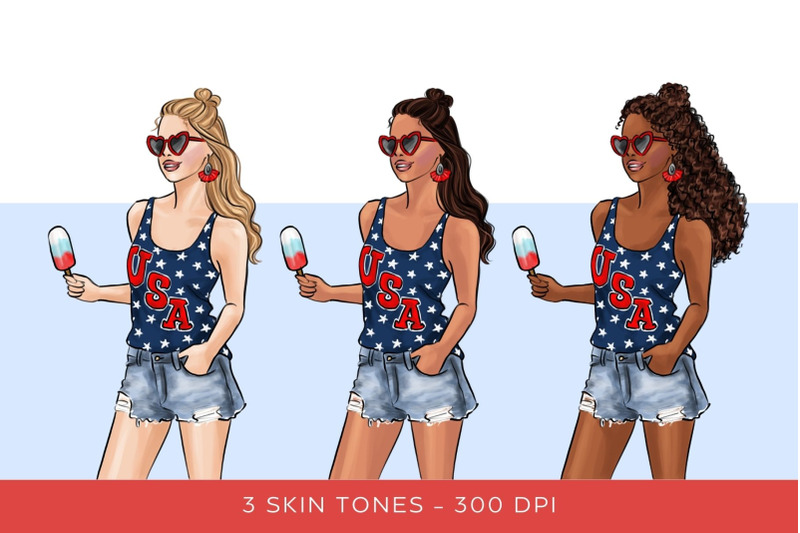 4th-of-july-girl-clipart-png-3-skin-tones
