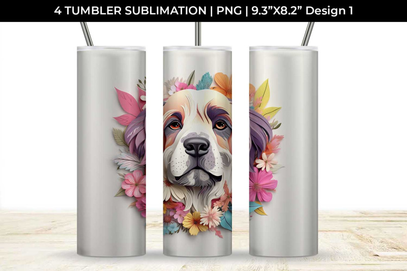 3d-floral-fantasy-saint-bernard-tumbler-wrap-sublimation-png-bundle