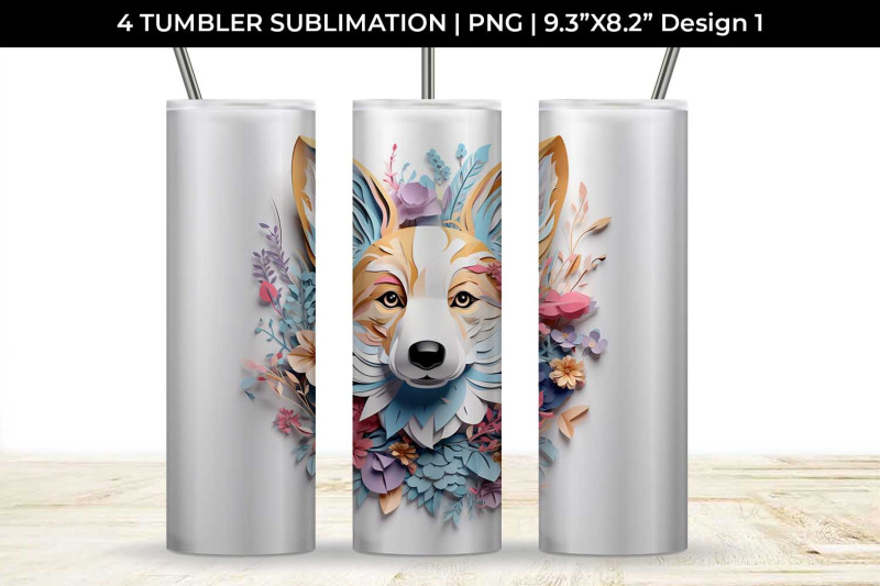 3d-floral-fantasy-corgi-tumbler-wrap-sublimation-png-bundle