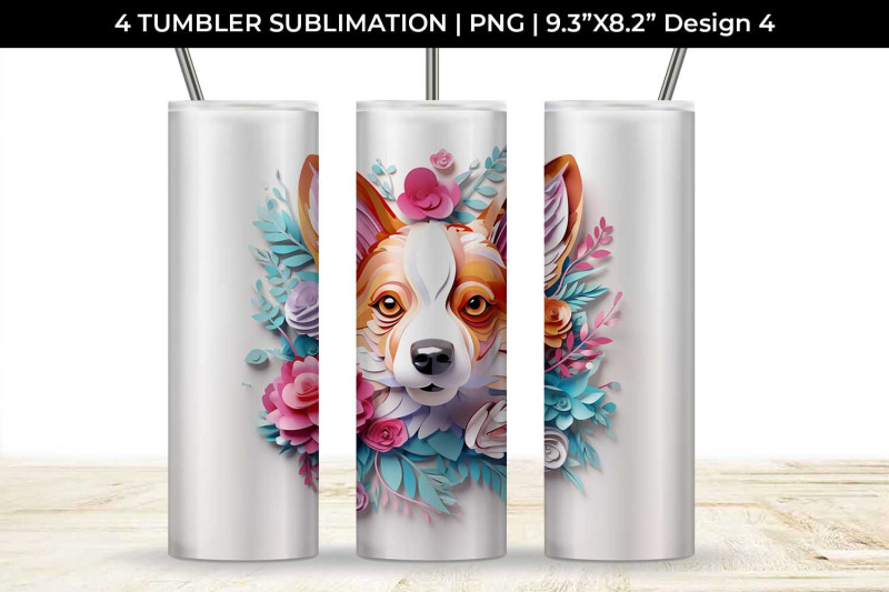 3d-floral-fantasy-corgi-tumbler-wrap-sublimation-png-bundle