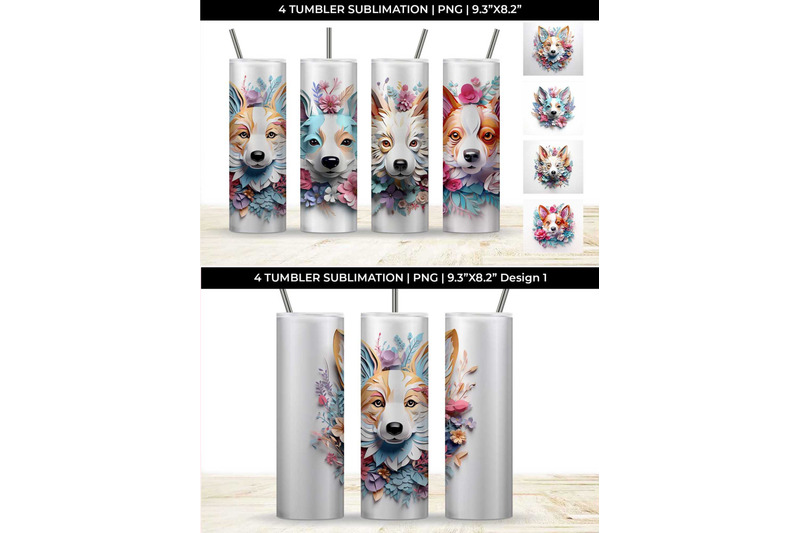 3d-floral-fantasy-corgi-tumbler-wrap-sublimation-png-bundle