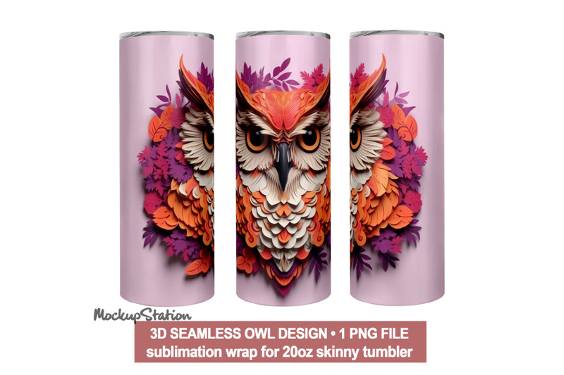 3d-owl-tumbler-wrap-for-20oz-skinny-tumbler-paper-quill-sublimation