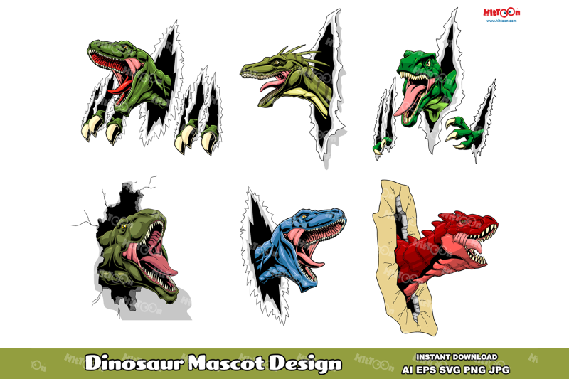 dinosaurs-mascot-graphic-clip-art-vector-illustrations