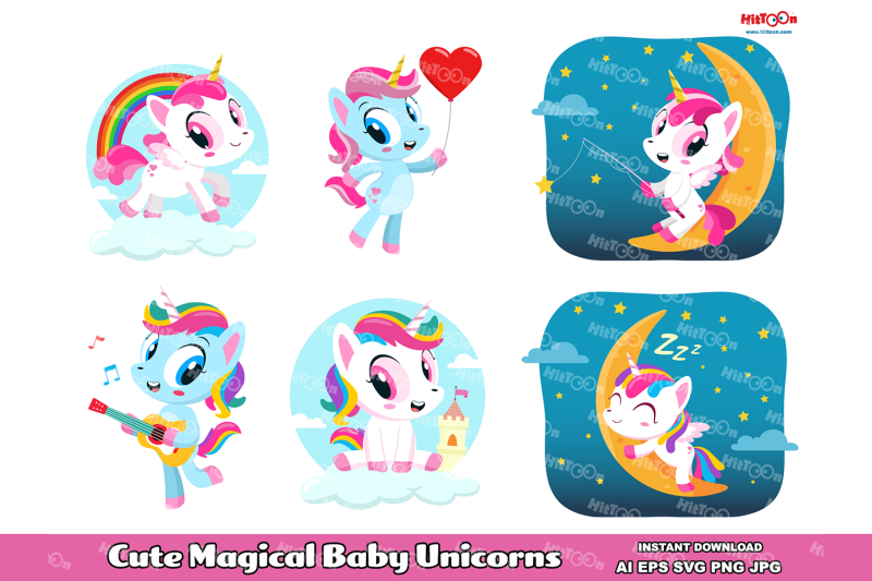 cute-magical-baby-unicorns-clip-art-vector-illustrations