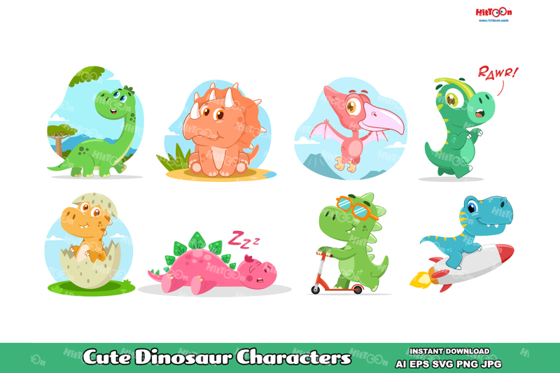 cute-dinosaurs-characters-clip-art-vector-illustrations