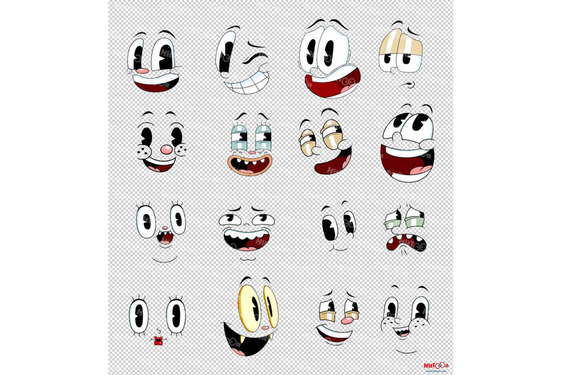 retro-cartoon-funny-faces-clip-art-vector-illustrations-bundle-1