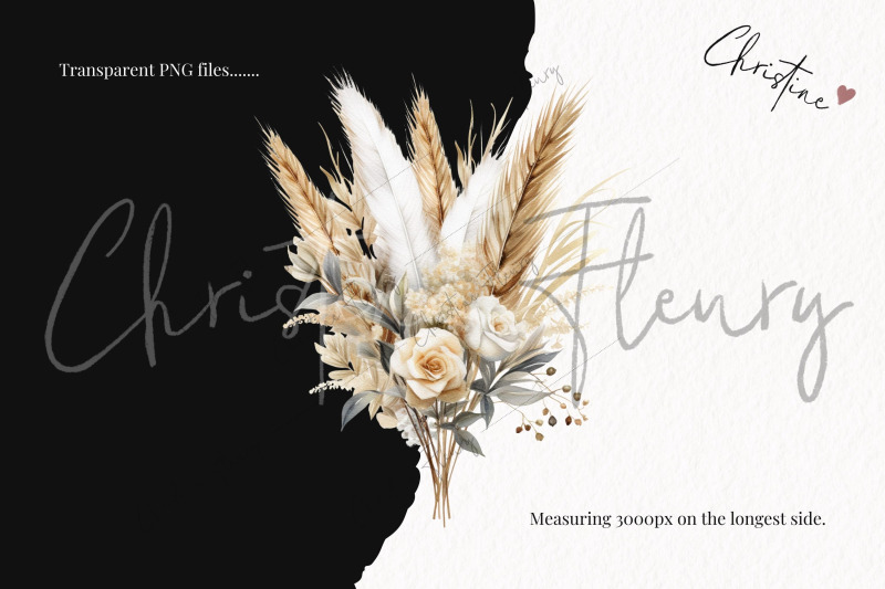 watercolor-boho-neutral-floral-clipart