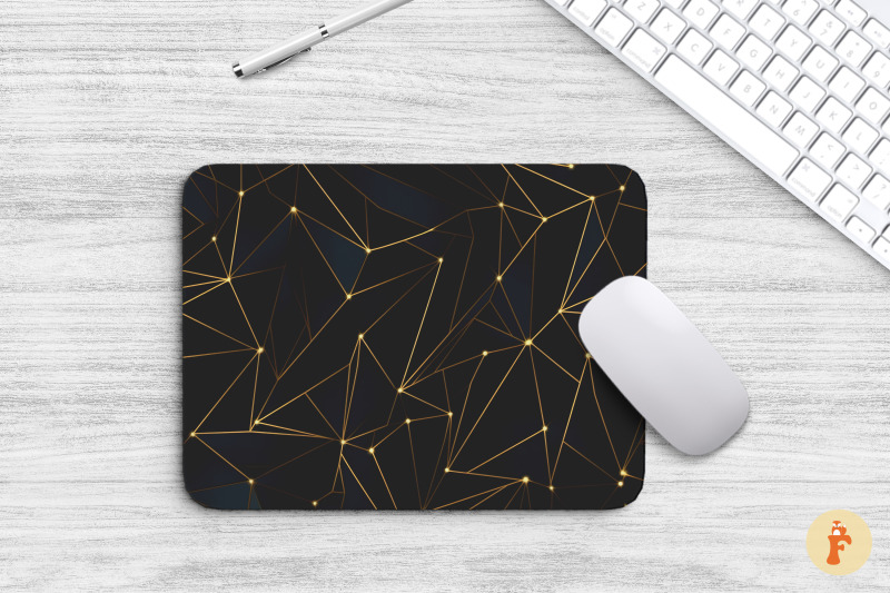 golden-line-art-black-backdrop-mouse-pad