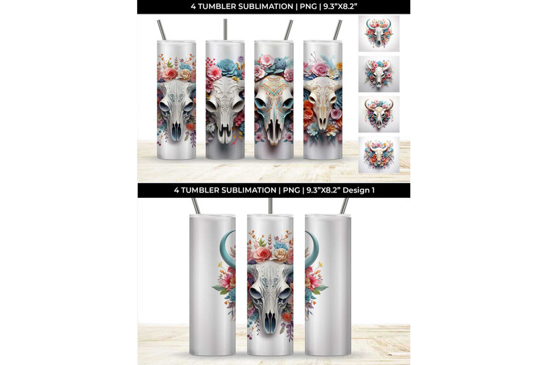 3d-floral-fantasy-bull-skull-tumbler-wrap-sublimation-png-bundle