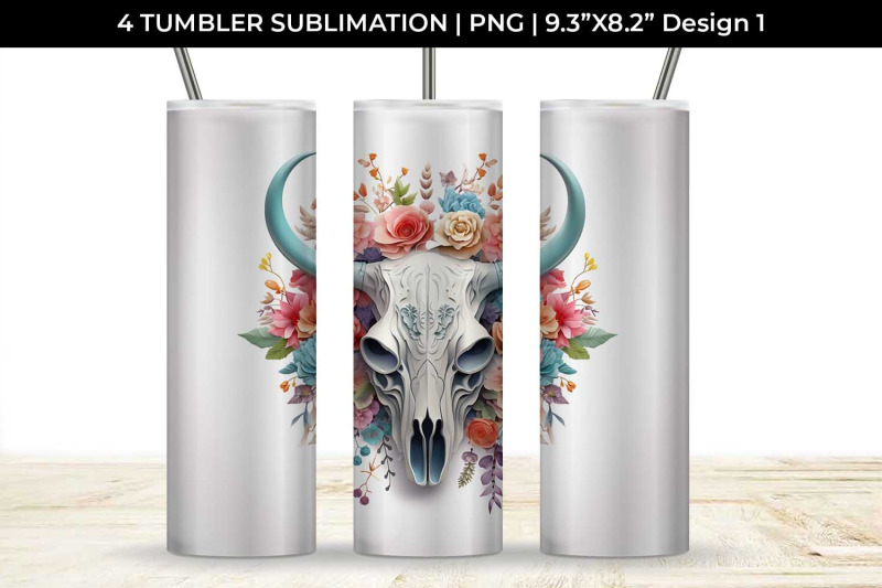 3d-floral-fantasy-bull-skull-tumbler-wrap-sublimation-png-bundle