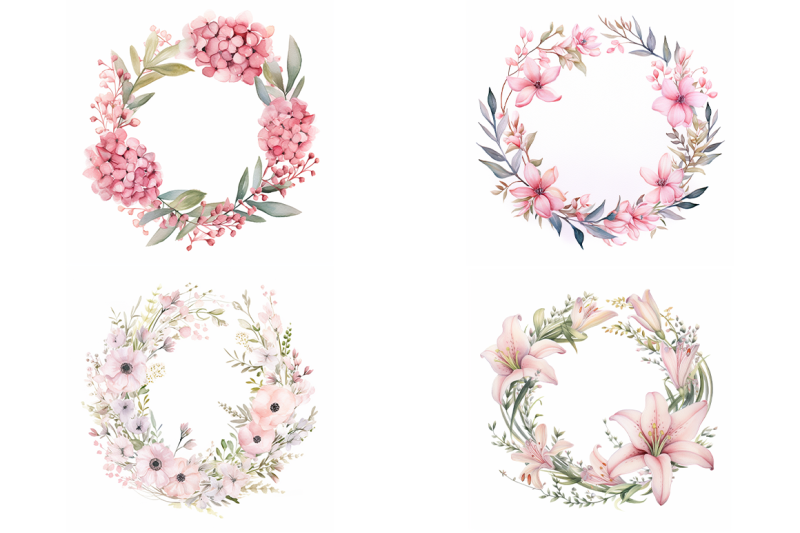 Pink Floral Wreaths By Artsy Fartsy Thehungryjpeg