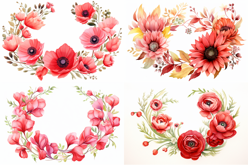 red-floral-wreaths