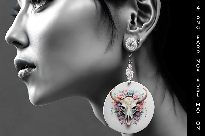 3d-floral-fantasy-bull-skull-earrings-sublimation-png-bundle