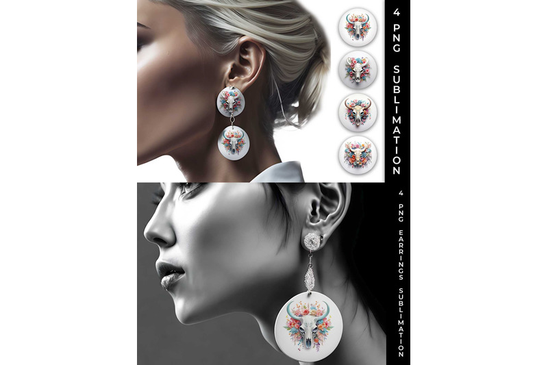 3d-floral-fantasy-bull-skull-earrings-sublimation-png-bundle