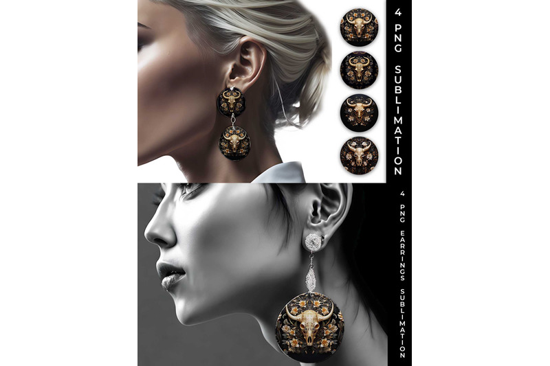 3d-gold-black-bull-skull-earrings-sublimation-png-bundle