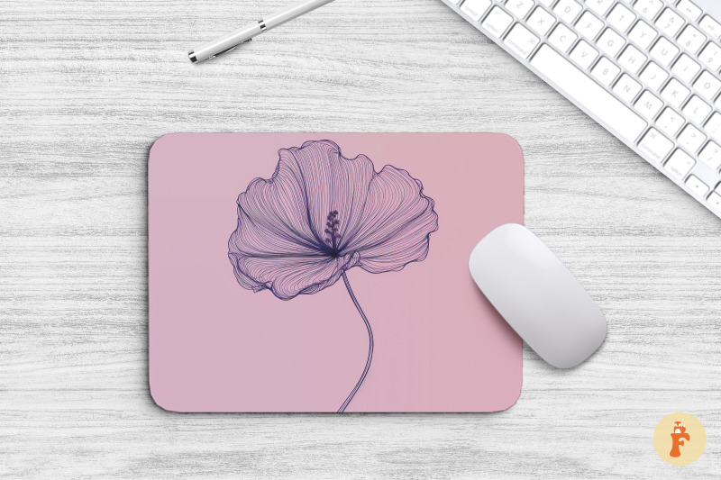 one-line-art-flower-mouse-pad