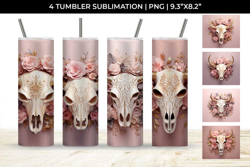 3d-gold-pink-bull-skull-tumbler-wrap-sublimation-png-bundle