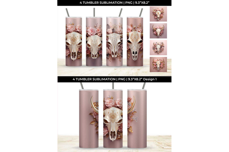 3d-gold-pink-bull-skull-tumbler-wrap-sublimation-png-bundle