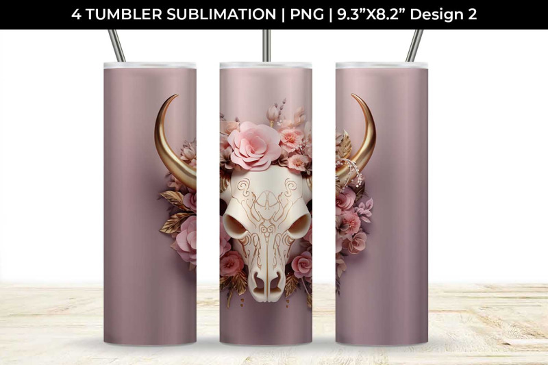 3d-gold-pink-bull-skull-tumbler-wrap-sublimation-png-bundle