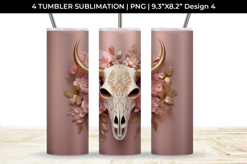 3d-gold-pink-bull-skull-tumbler-wrap-sublimation-png-bundle