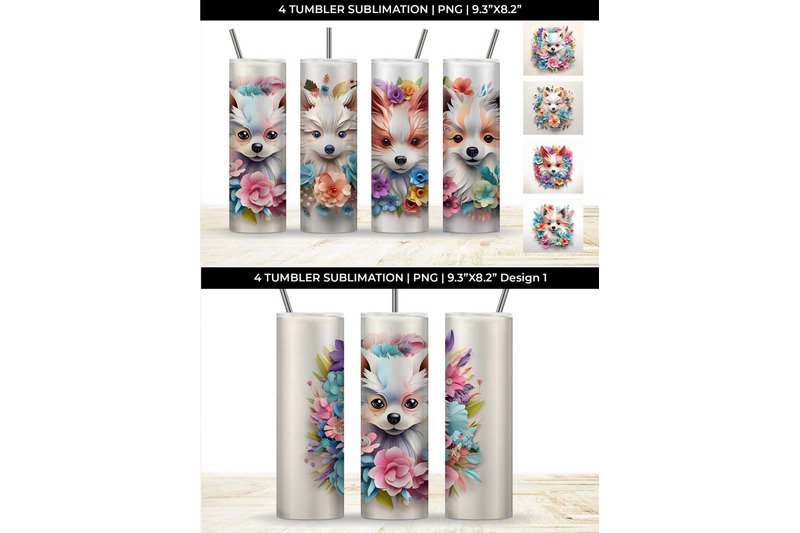 3d-floral-fantasy-pomeranian-tumbler-wrap-sublimation-png-bundle