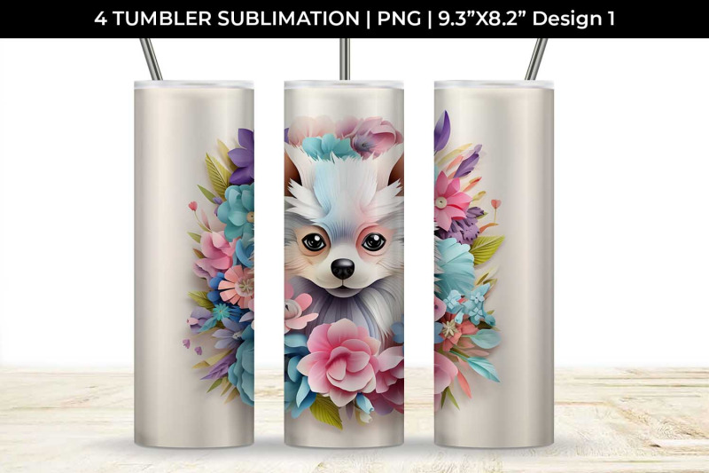 3d-floral-fantasy-pomeranian-tumbler-wrap-sublimation-png-bundle