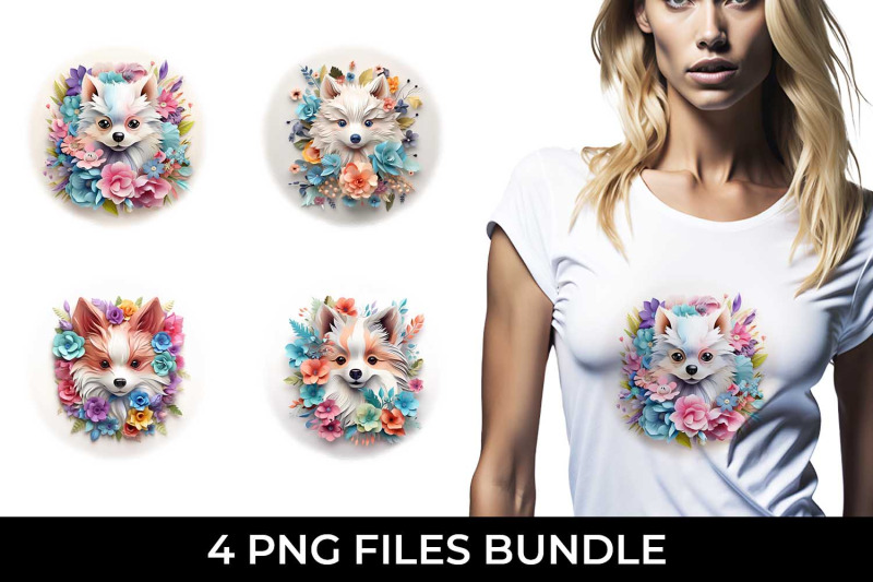 3d-floral-fantasy-pomeranian-t-shirt-sublimation-png-bundle