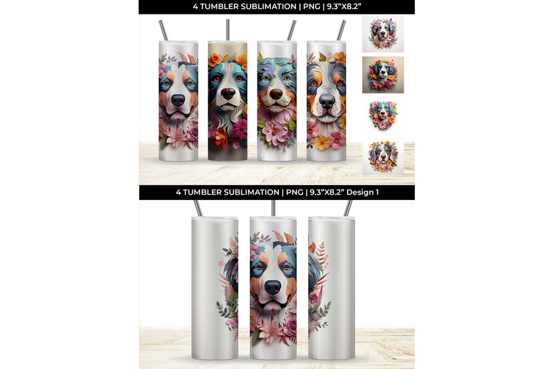 3d-floral-fantasy-bernese-mountain-tumbler-wrap-sublimation-png-bundle