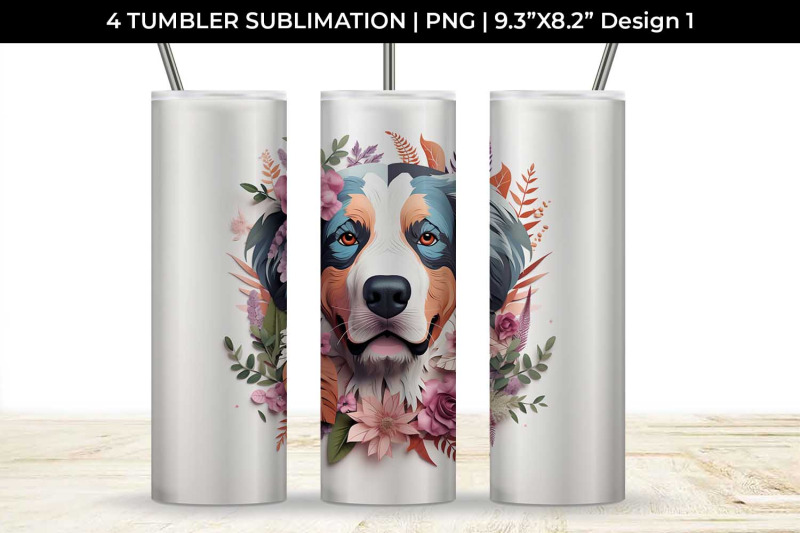 3d-floral-fantasy-bernese-mountain-tumbler-wrap-sublimation-png-bundle