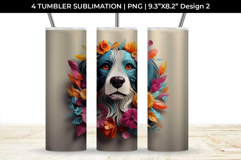 3d-floral-fantasy-bernese-mountain-tumbler-wrap-sublimation-png-bundle