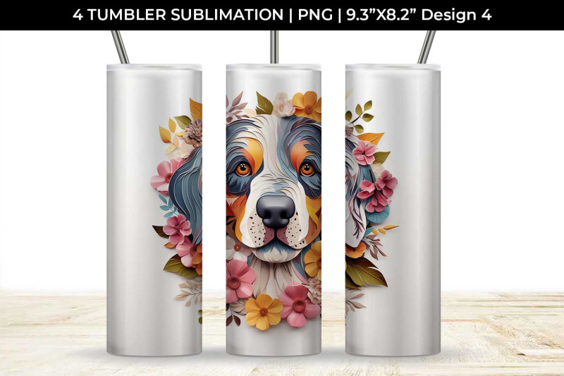 3d-floral-fantasy-bernese-mountain-tumbler-wrap-sublimation-png-bundle