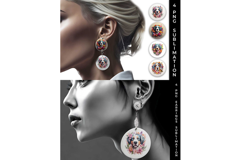 3d-floral-fantasy-bernese-mountain-earrings-sublimation-png-bundle