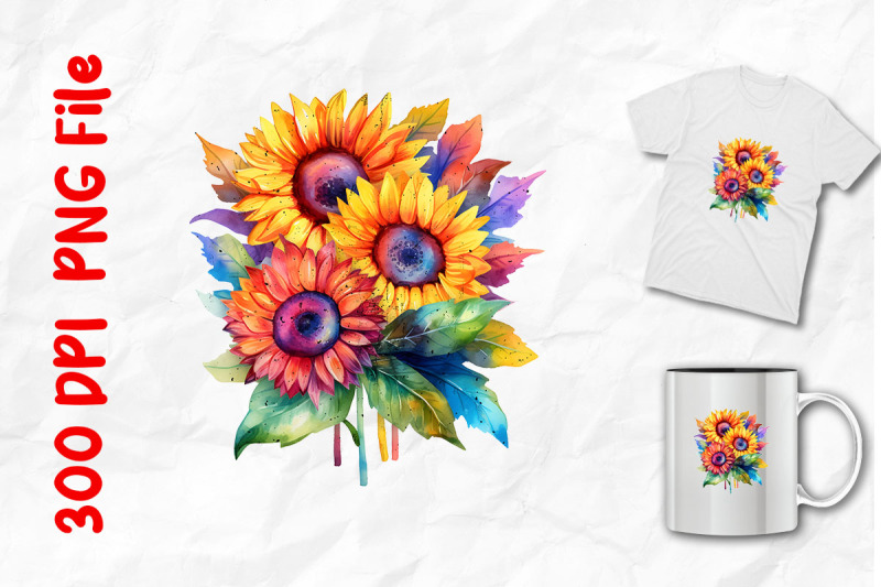 rainbow-sunflower-bouquet