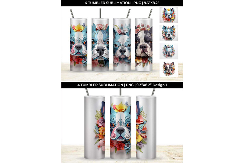 3d-floral-fantasy-boston-terrier-tumbler-wrap-sublimation-png-bundle