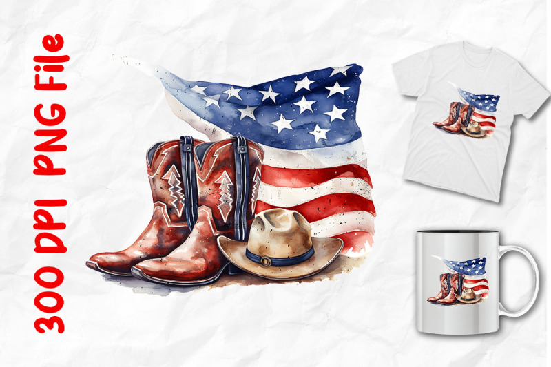 cowboy-boots-and-usa-flag