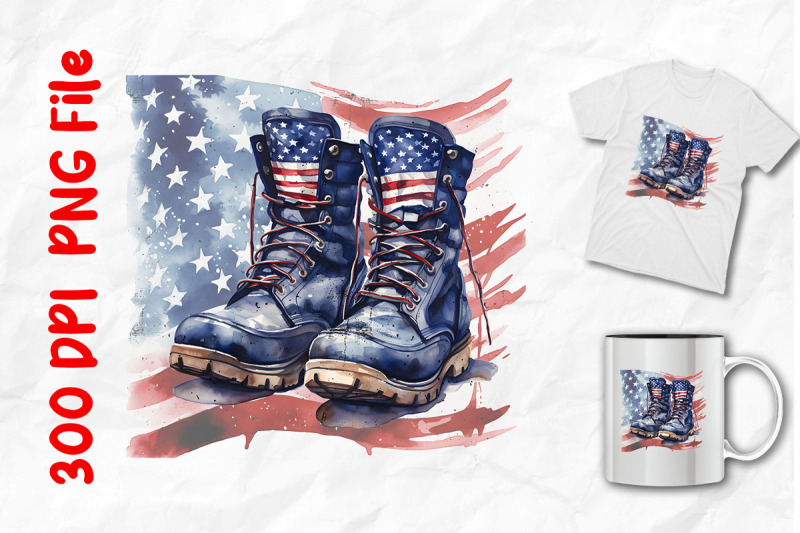 combat-boots-and-usa-flag