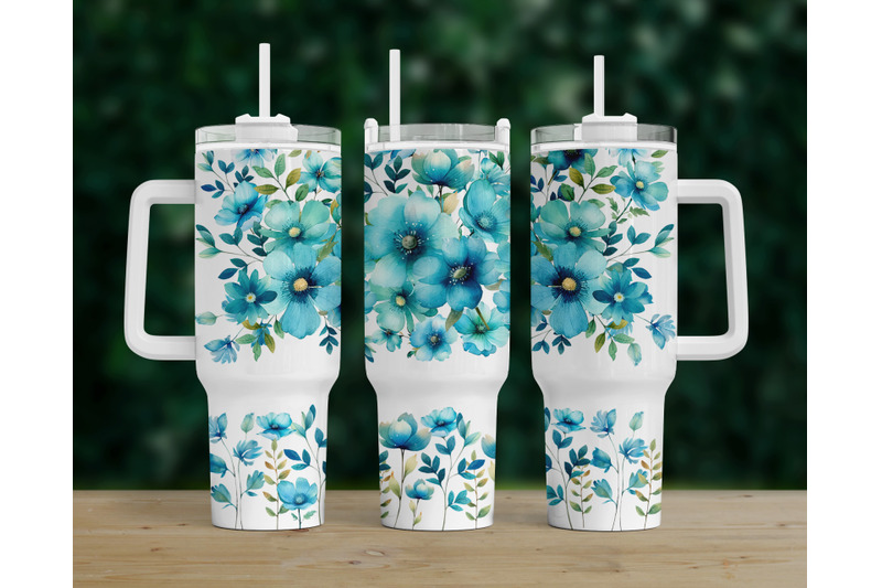 turquoise-flowers-tumbler-40oz-quencher-wrap