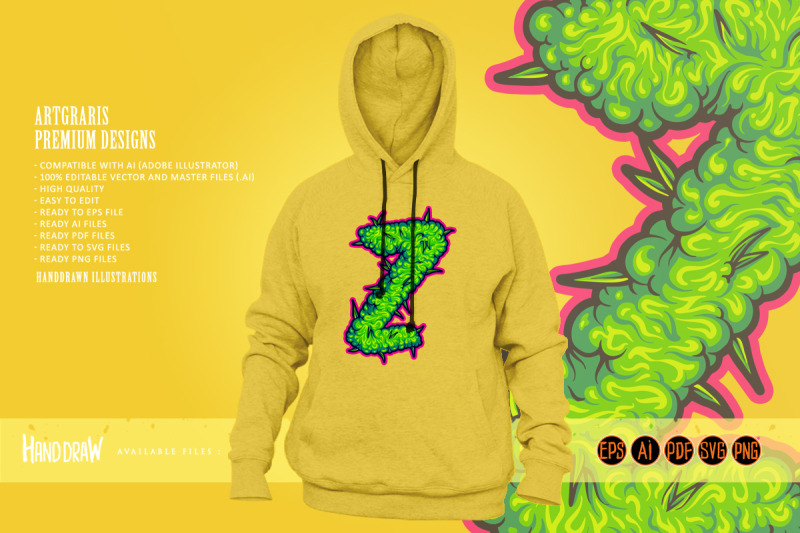 cannabis-inspired-monogram-letter-z-with-bud-motif