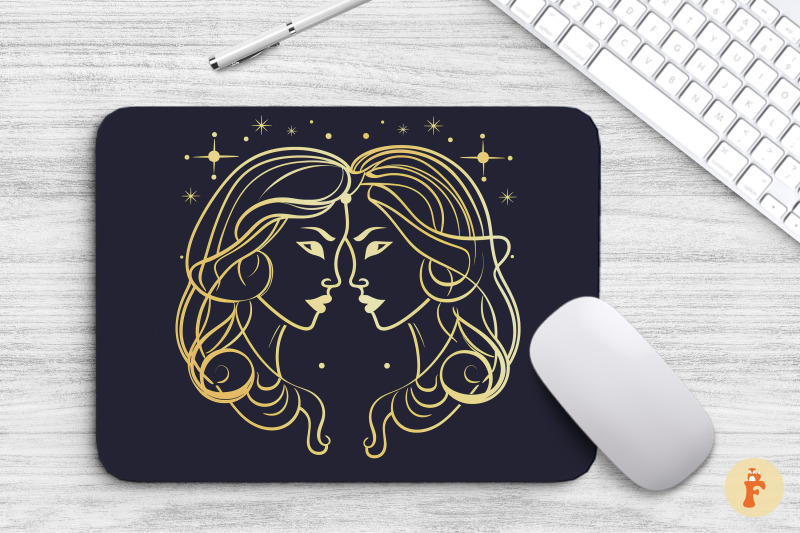 gemini-zodiac-sign-line-art-mouse-pad