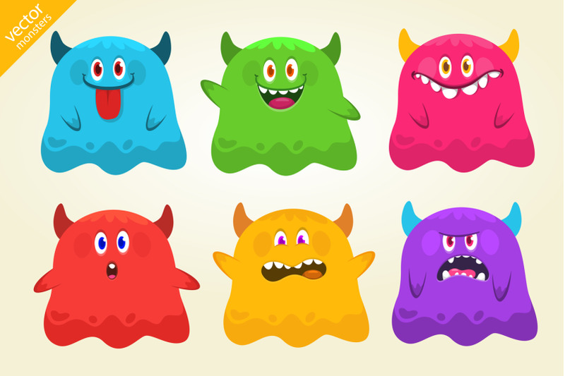 cute-halloween-cartoon-monsters-set-vector-set-isolated