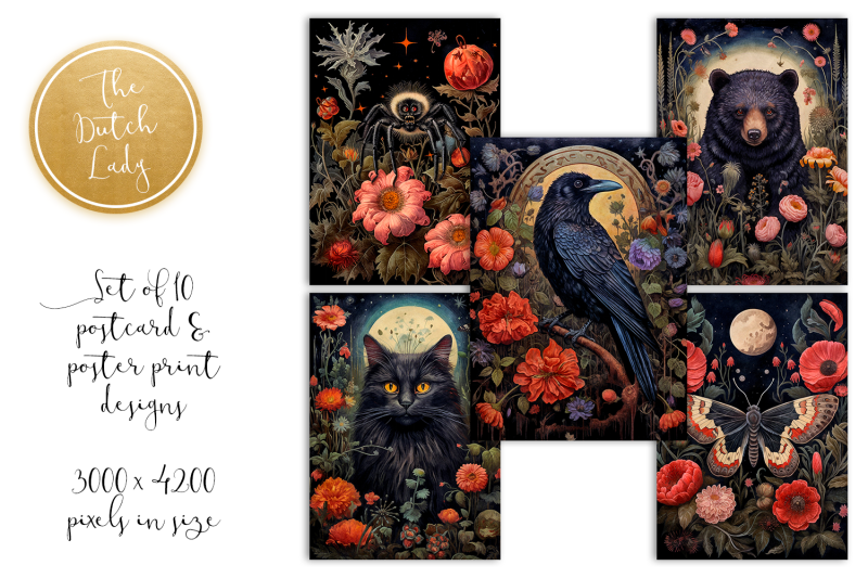 gothic-botanical-animal-postcards-amp-art-prints