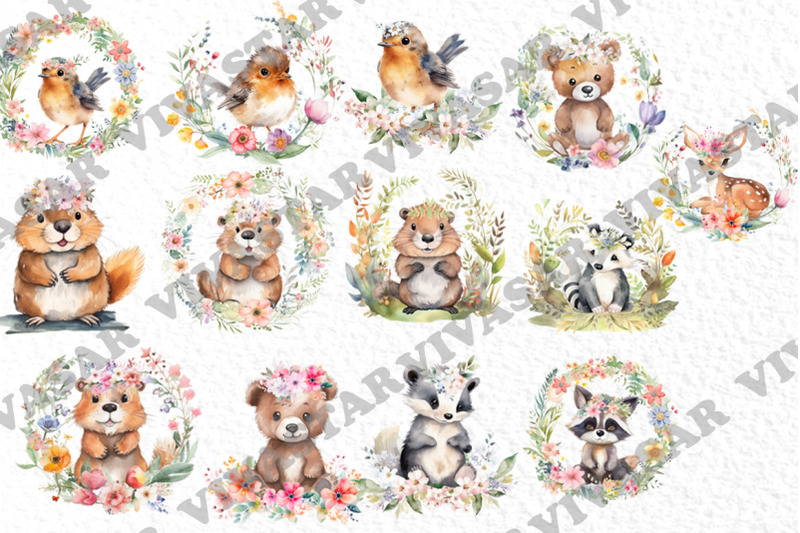 woodland-animals-watercolor-clipart-forest-animals-clipart
