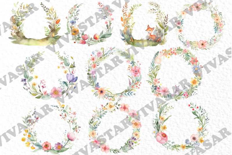 watercolor-floral-wreaths-clipart-cute-laurel-clipart