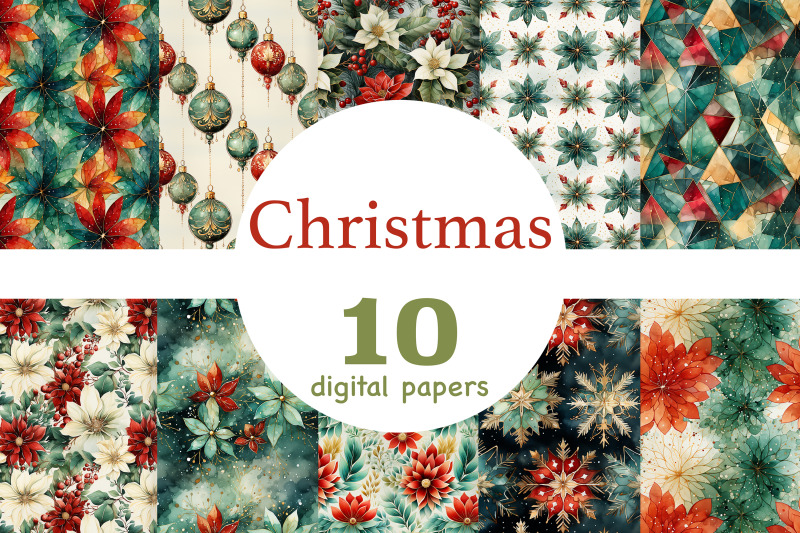 christmas-digital-paper-set-red-green-gold-digital-pattern