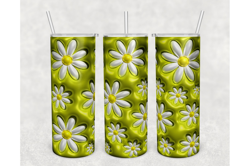 3d-inflated-daisies-tumbler-wrap-20oz-skinny-tumbler-sublimation-png