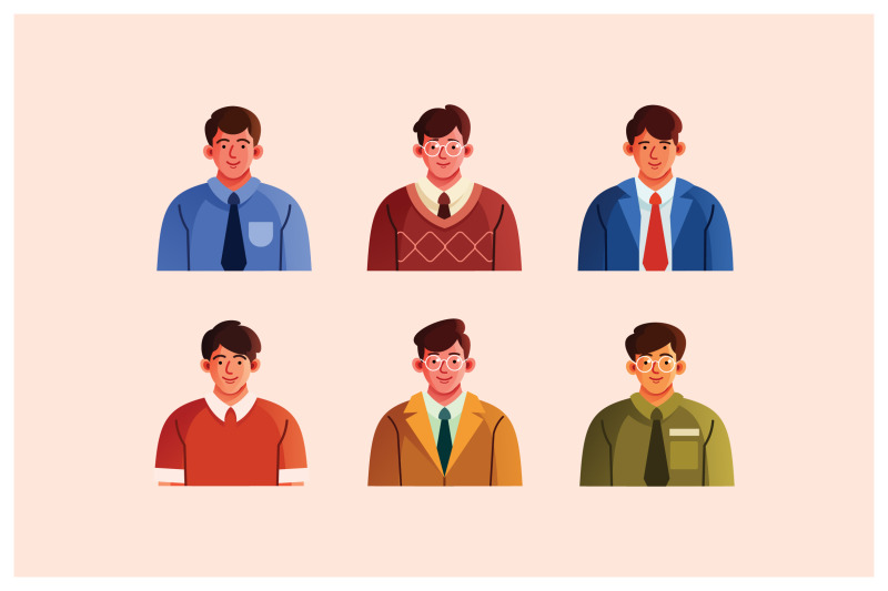 office-man-character-avatar-set